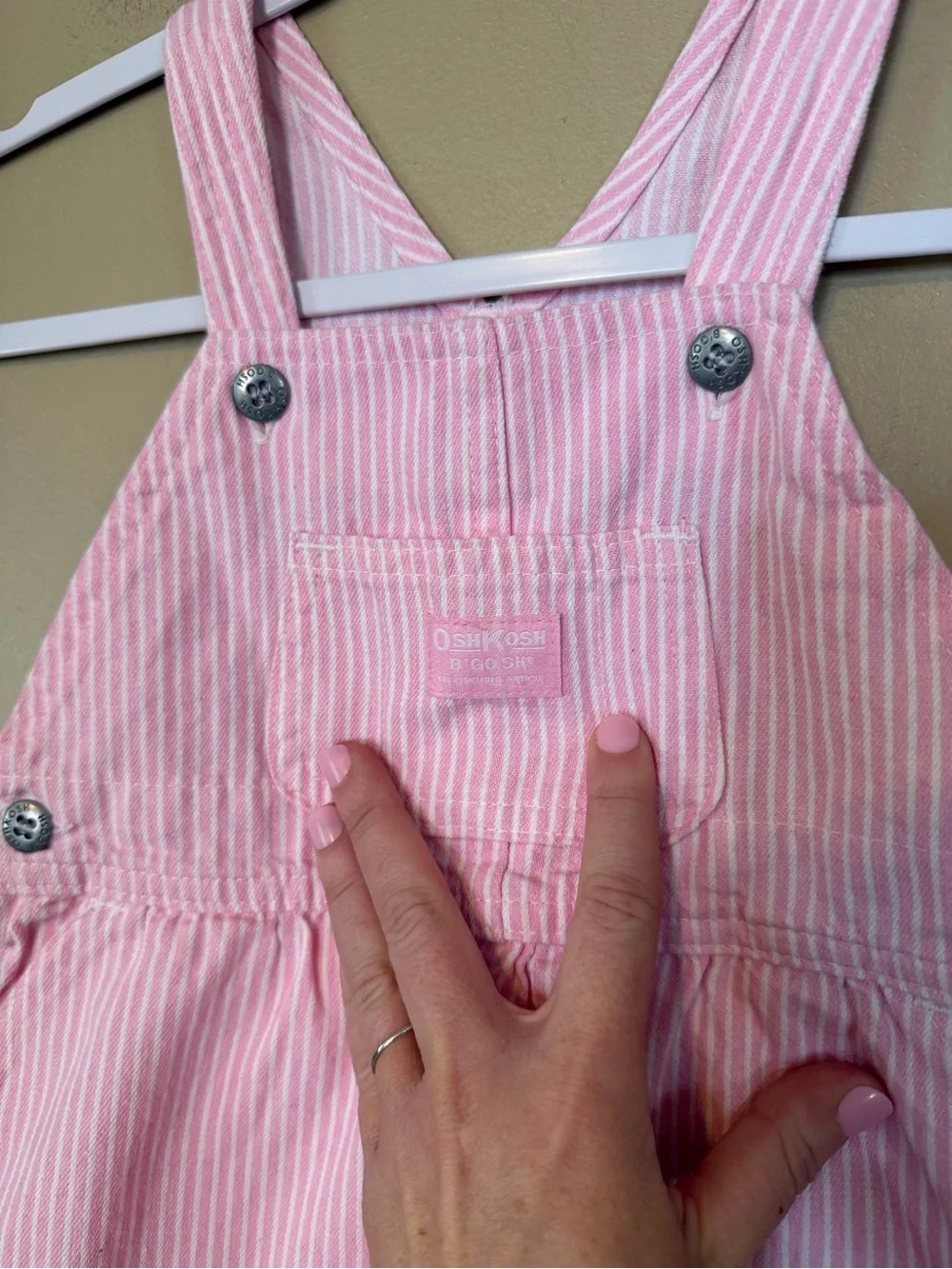 OshKosh B'gosh Vintage Made in US Pink Railroad Striped Overalls NEW